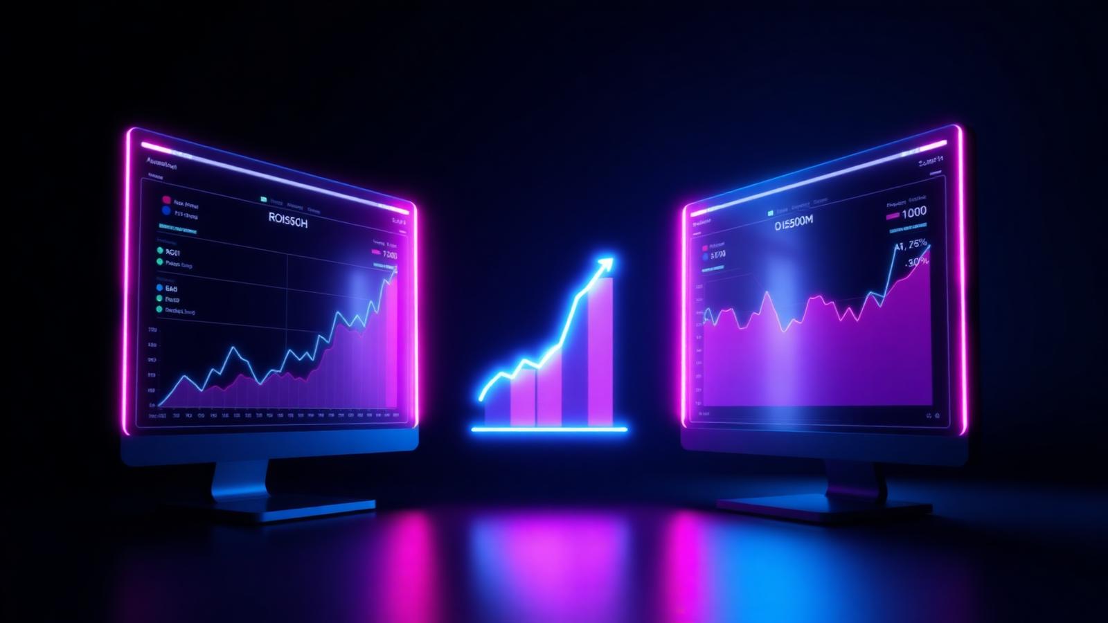 Split screen graphic comparing Google Ads search results and a Facebook Ads news feed placement